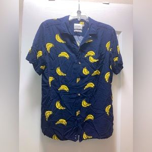 Banana navy blue collars button down